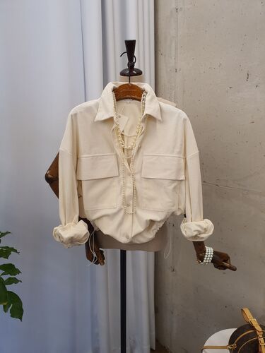 [가을신상 무배] 로블리 골덴 카라 밑단 스트링 포켓 셔츠 남방
