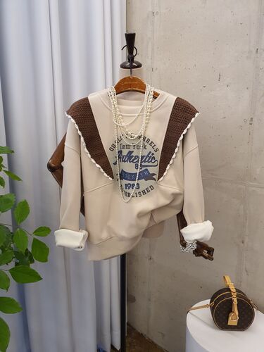 [겨울신상 무배] 브로큰 러블리 뜨개 포인트 융기모 맨투맨 티셔츠