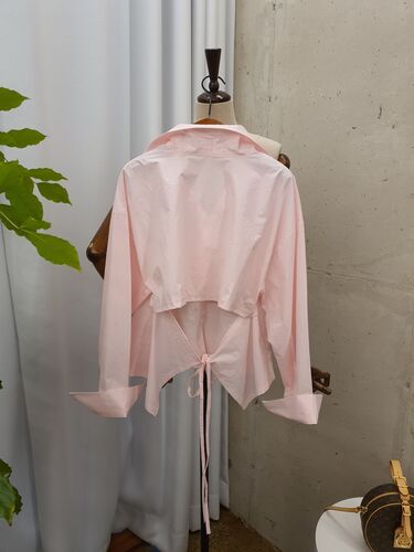 [봄신상 무배] 모네스 뒷트임 리본 포인트 셔츠 남방