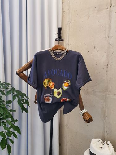[여름신상 무배] 아보카도 프린팅 루즈핏 라운드 반팔 티셔츠