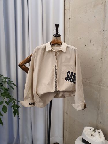 [가을신상 무배] 비커즈 레터링 포인트 루즈핏 긴팔 셔츠 남방