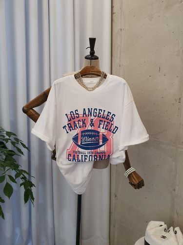[여름신상 무배] 풋볼 유니크 프린팅 루즈핏 라운드 반팔 티셔츠