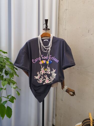 [봄신상 무배] 캐빗 하트 풍선 레터링 반팔 티셔츠