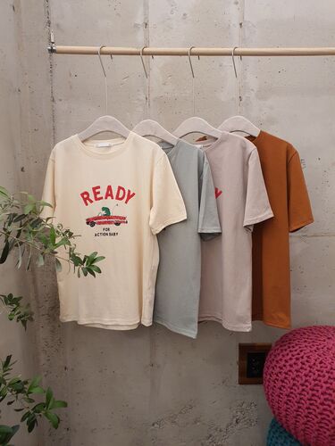 [1+1봄신상 무배] 레디 악어 레터링 나염 라운드 티셔츠