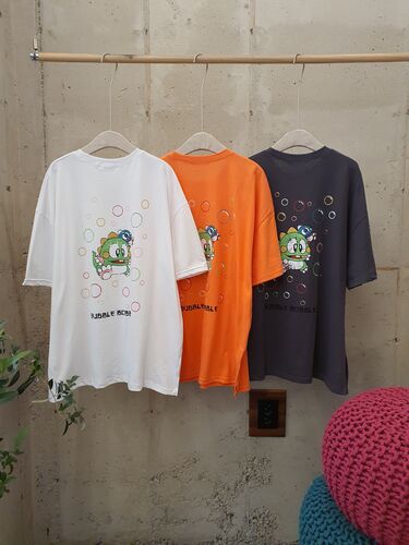 [봄신상 무배] 버블버블 빈티지 프린팅 루즈핏 라운드 반팔 티셔츠