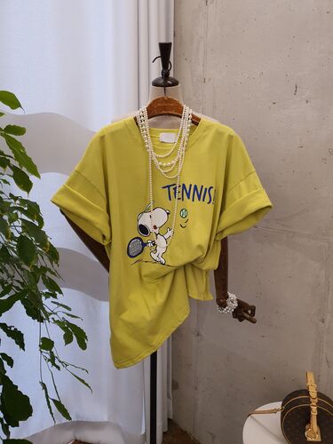 [봄신상 무배] 스눕 핑퐁 테니스 라운드 박스 트임 반팔 티셔츠