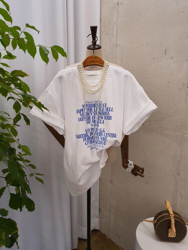 [남녀공용 무배] 네코 레터링 박시 오버핏 반팔 티셔츠