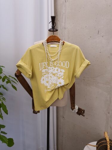[봄신상 무배] 파리핀 플라워 프린트 나염 반팔 티셔츠
