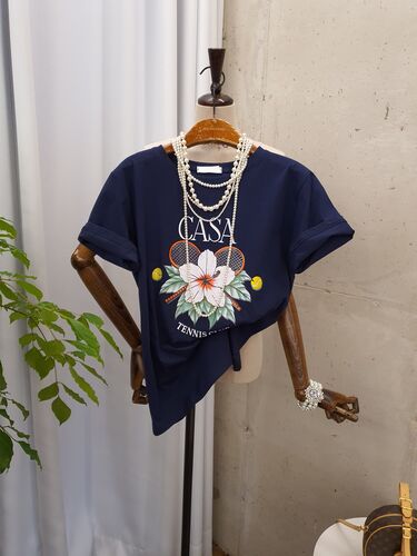 [봄신상 무배] 까사 레터링 무궁화 프린팅 라운드 루즈핏 반팔 티셔츠