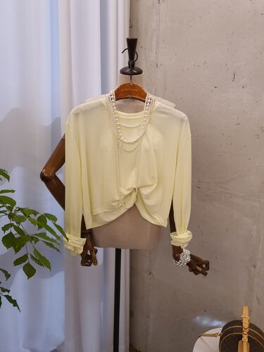 [봄신상 무배] 레이 소프트 텐셀 라운드 크롭 긴팔 티셔츠